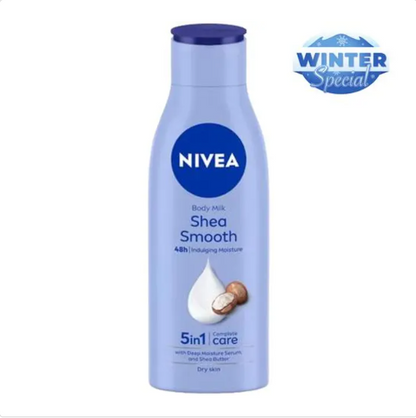 NIVEA Shea Smooth Body Milk - Dry Skin, With Deep Moisture Serum & Shea Butter, 48h Indulging Deep Moisture Care, 400 ml