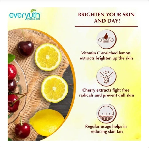 Everyuth Naturals Brightening Lemon & Cherry Face Wash, 3 x 150 g Multipack