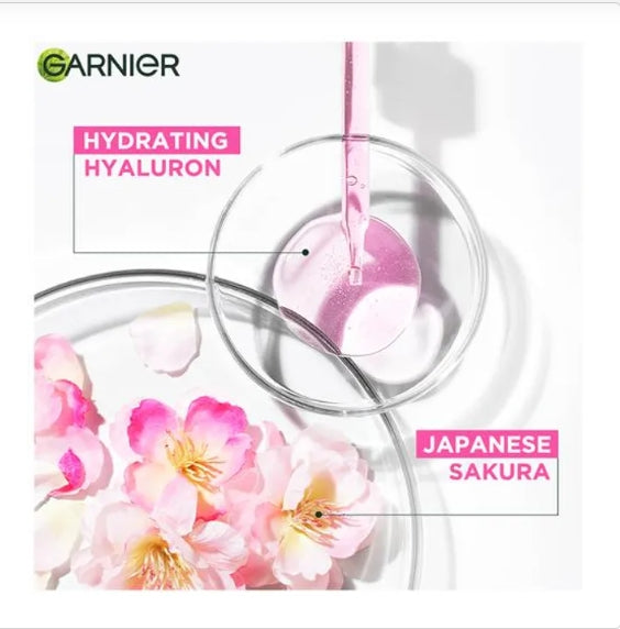 Garnier Sakura White Face Serum Sheet Mask - Hydrates & Brightens The Skin, 28 g