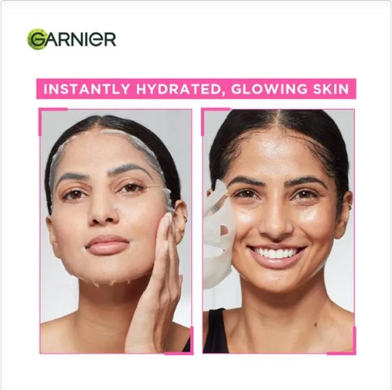 Garnier Sakura White Face Serum Sheet Mask - Hydrates & Brightens The Skin, 28 g