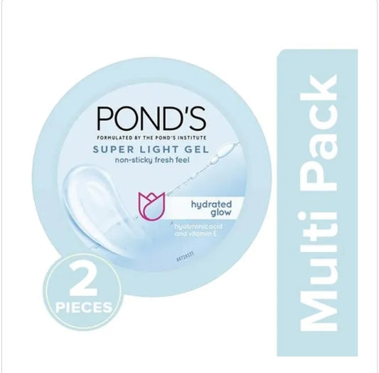 Ponds Super Light Gel Moisturiser - With Hyaluronic Acid & Vitamin E, 2 x 200 ml Multipack