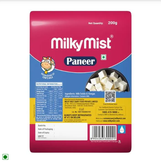 Milky Mist Paneer - Rich In Calcium, 500 g Pouch