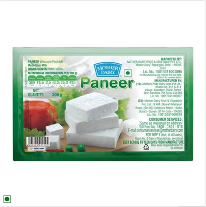 Mother Dairy Fresh Paneer, 200 g Pouch