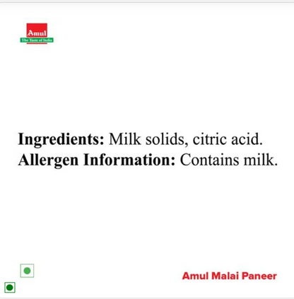 Amul Malai Paneer, 200 g Pouch