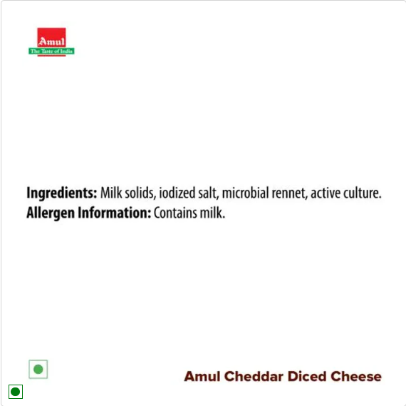 Amul Cheddar Cheese Diced, 1 kg Pouch