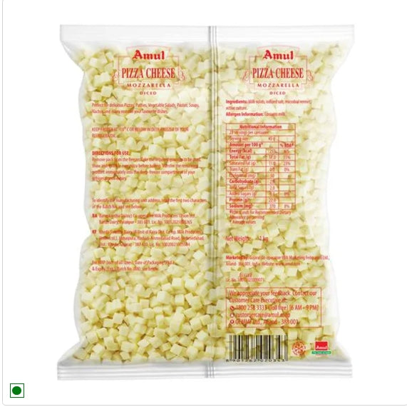 Amul Mozzarella Pizza Cheese Diced, 1 kg Pouch