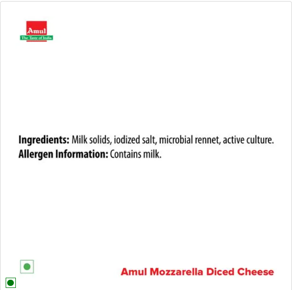 Amul Mozzarella Pizza Cheese Diced, 1 kg Pouch