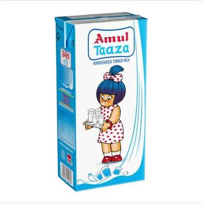 Amul Taaza Homogenised Toned Milk, 2x1 L Multipack