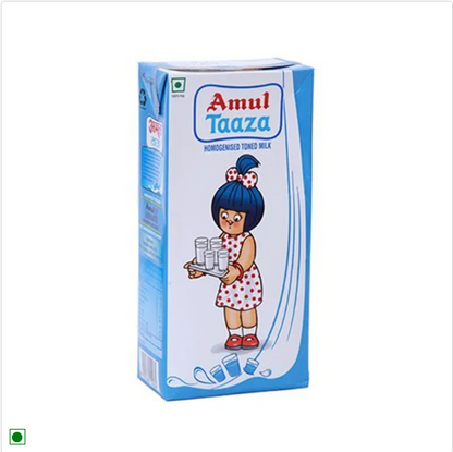 Amul Taaza Homogenised Toned Milk, 2x1 L Multipack