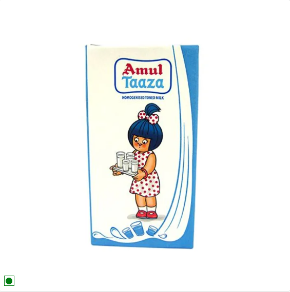 Amul Taaza Homogenised Toned Milk, 2x1 L Multipack