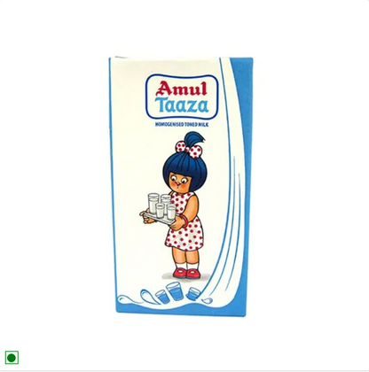 Amul Taaza Homogenised Toned Milk, 2x1 L Multipack