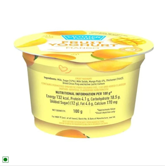 Mother Dairy Fruit Yoghurt - Mango, 100 g Cup