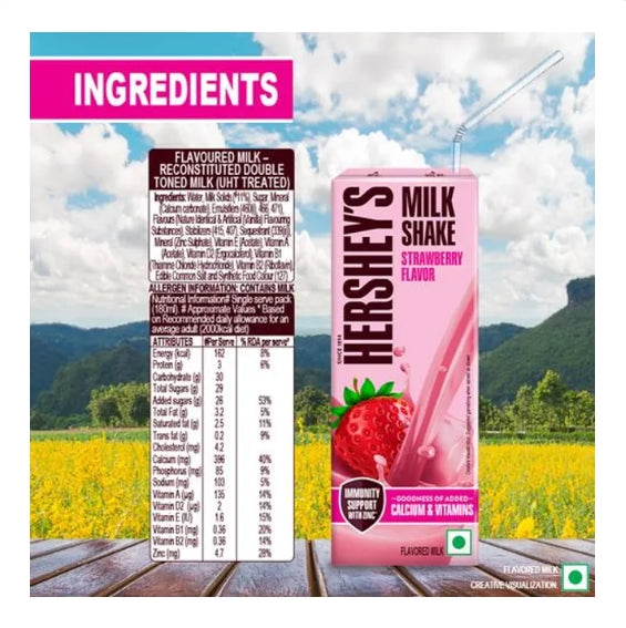 Hersheys Strawberry Flavor Milkshake, 6x180 ml Multipack