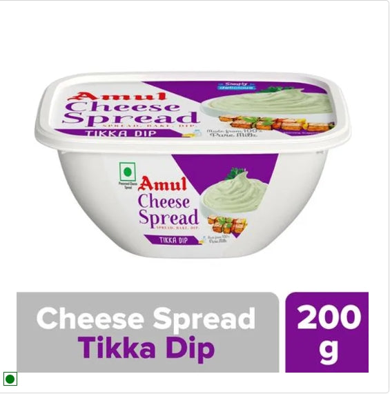 Amul Processed Cheese Spread - Tikka Dip, Made from 100% Pure Milk, 200 g Tub