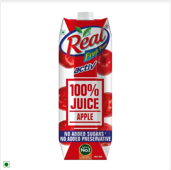 Real Activ 100 % Apple Juice - With No Added Sugar and Preservative, 3x1 L Multipack