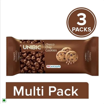 UNIBIC Cookies - Choco Chip, 3x75 g Multipack