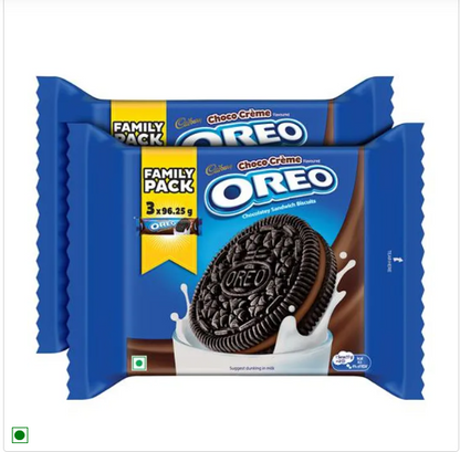 Cadbury Oreo Chocolate Flavour Cream Sandwich Biscuit, 288.75 g (3 Packs x 96.25 g Each) x (2 Multipack)