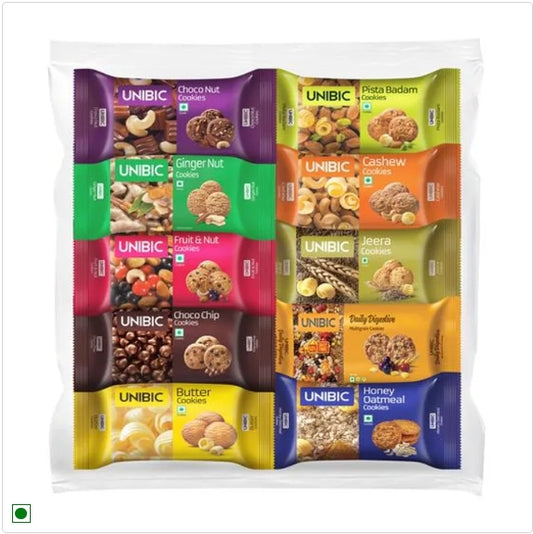 UNIBIC Cookies - Assorted Flavours, Tasty Teatime Snack, 75 g (Pack of 10)