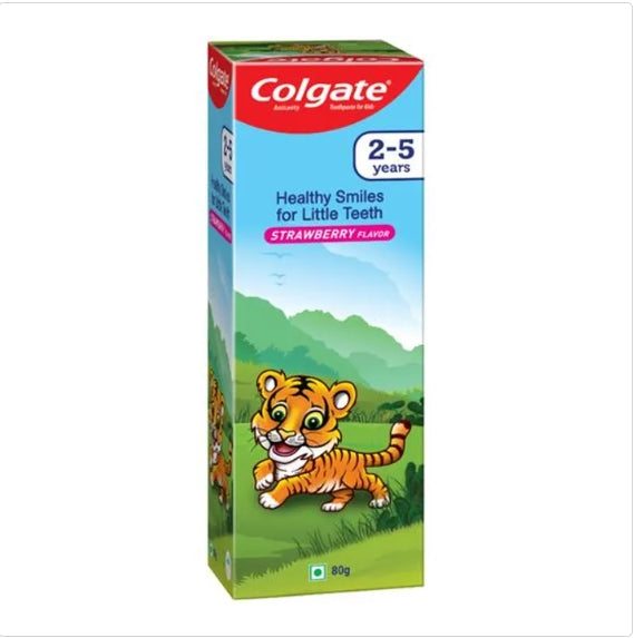 Colgate Kids Toothpaste - For 2-5 Years, Healthy Smiles For Little Teeth, Strawberry Flavour, 80 g