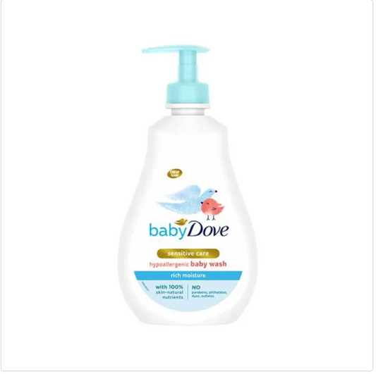 Baby Dove Rich Moisture Hypoallergenic Wash - Sensitive Care, Natural, No Parabens, 400 ml