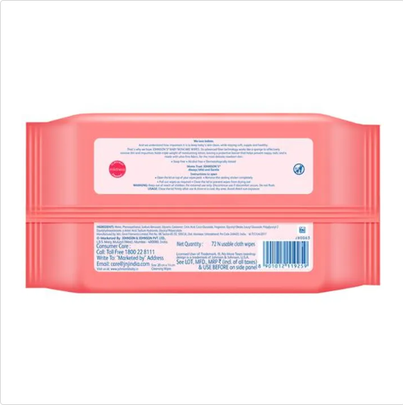 Johnson's baby Baby Skincare Wipes - Super Saver Pack, 72 pcs (Rs. 60 Off on Pack of 2)