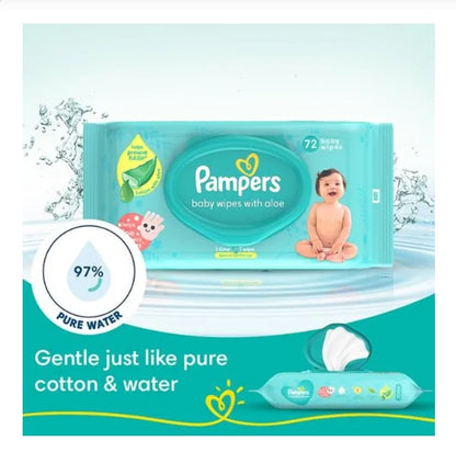 Pampers Baby Wipes - With Aloe, 72 pcs (Pack of 2)