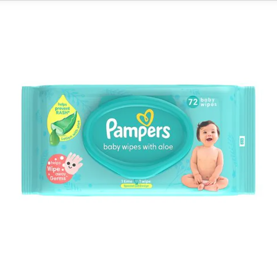 Pampers Baby Wipes - With Aloe, 72 pcs (Pack of 2)