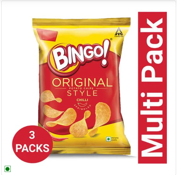 Bingo Original Style Potato Chips - Chilli Sprinkled, 2x90 g Multipack