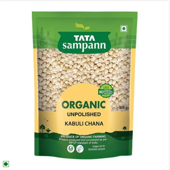 Tata Sampann OrganicÂ Kabuli Chana/Kabuli Kadale, 500 g