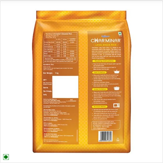 Kohinoor Charminar Long Grain Rice, 1 kg Pouch