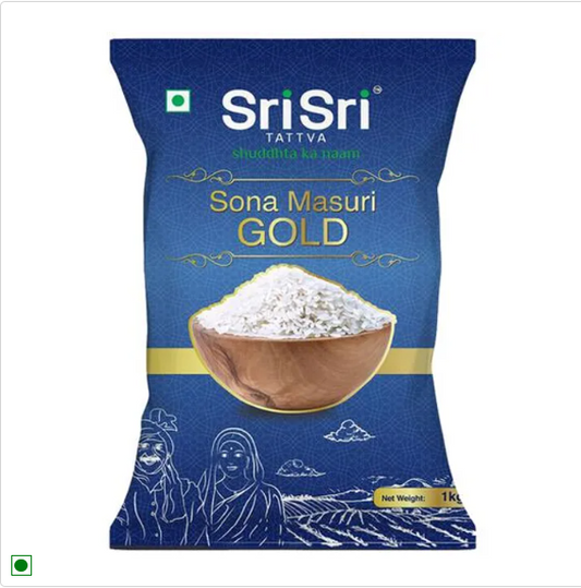 Sri Sri Tattva Sona Masuri Gold Rice - Easy To Digest, Rich Aroma & Taste, 1 kg