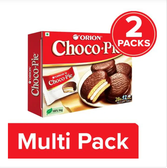 Orion Choco Pie - Chocolate Coated Soft Biscuit, 336 g (Pack of 2)