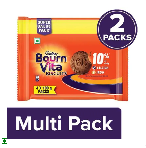 Cadbury Bournvita Biscuits - Super Value Family Pack, 2 x 400 g Multipack