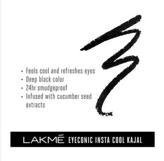 Lakme Eyeconic Insta Cool Kajal - Black, 0.35 g