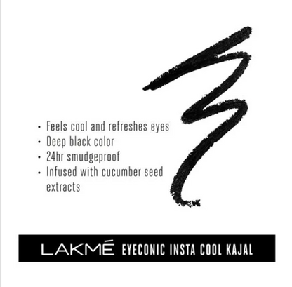 Lakme Eyeconic Insta Cool Kajal - Black, 0.35 g