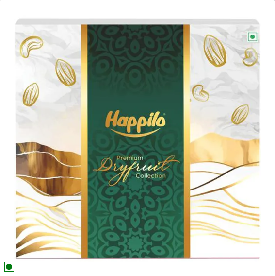 Happilo Premium Dryfruit Collection Gold Finch Gift Box, 450 g (4 pcs)