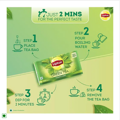 Lipton Clear & Light Green Tea, 1.3 g (25 Bags x 1.3 g Each)