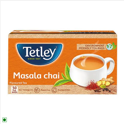 Tetley Masala Tea - Spiced & Flavourful Assam Blend, Staple Free & Environment Friendly Bags, 100 g (50 Bags x 2 g each)