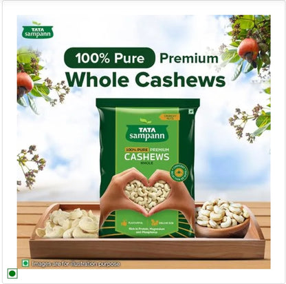 Tata Sampann 100% Pure Premium Cashews Whole - Premium Quality Kaju, Rich In Protein, Magnesium, & Phosphorus, Premium Nuts & Dry Fruits|, 1 kg Pouch