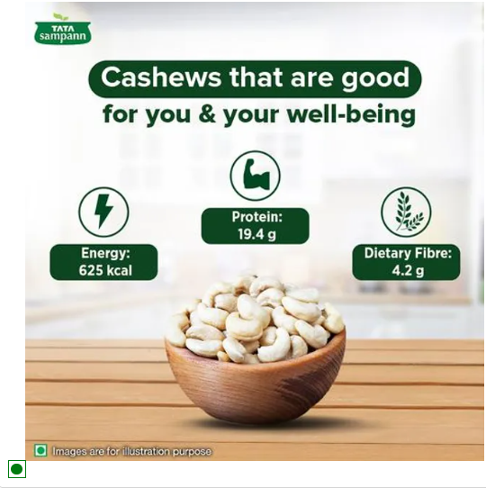 Tata Sampann 100% Pure Premium Cashews Whole - Premium Quality Kaju, Rich In Protein, Magnesium, & Phosphorus, Premium Nuts & Dry Fruits|, 1 kg Pouch