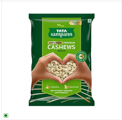 Tata Sampann 100% Pure Premium Cashews Whole - Premium Quality Kaju, Rich In Protein, Magnesium, & Phosphorus, Premium Nuts & Dry Fruits|, 1 kg Pouch