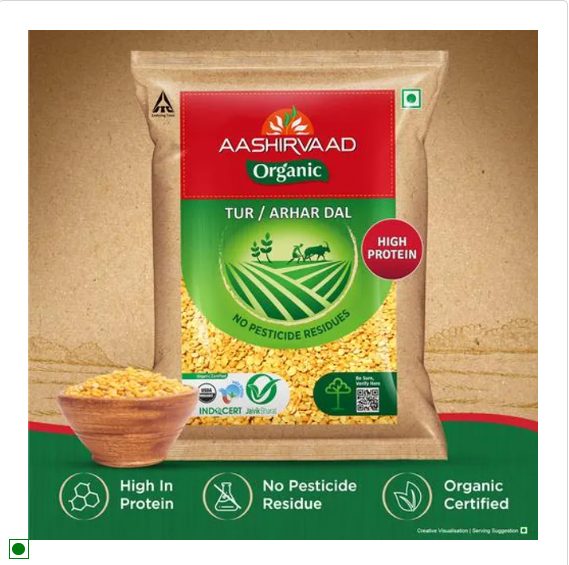 Aashirvaad Organic Arhar/Tur Dal, 1 kg