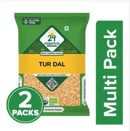 24 Mantra Organic Tur/Arhar Dal, 2x1 kg Multipack