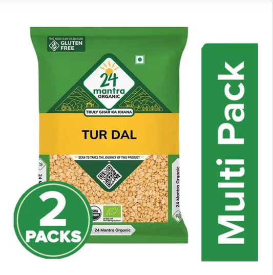 24 Mantra Organic Tur/Arhar Dal, 2x1 kg Multipack