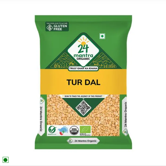 24 Mantra Organic Tur/Arhar Dal, 2x1 kg Multipack