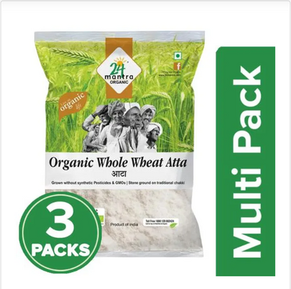 24 Mantra Organic Whole Wheat Atta, 5 kg Pouch