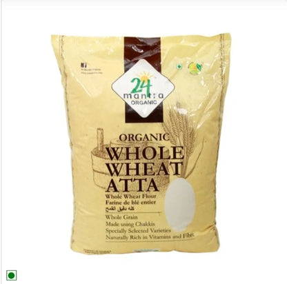 24 Mantra Organic Whole Wheat Atta, 5 kg Pouch