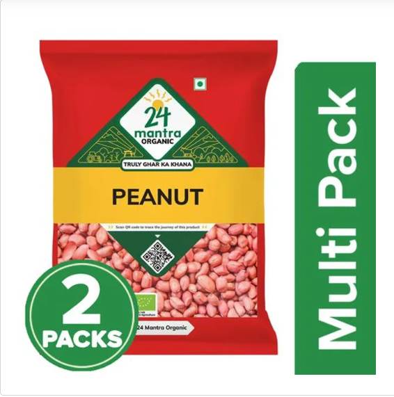 24 Mantra Organic Raw Peanut, 2x500 g Multipack