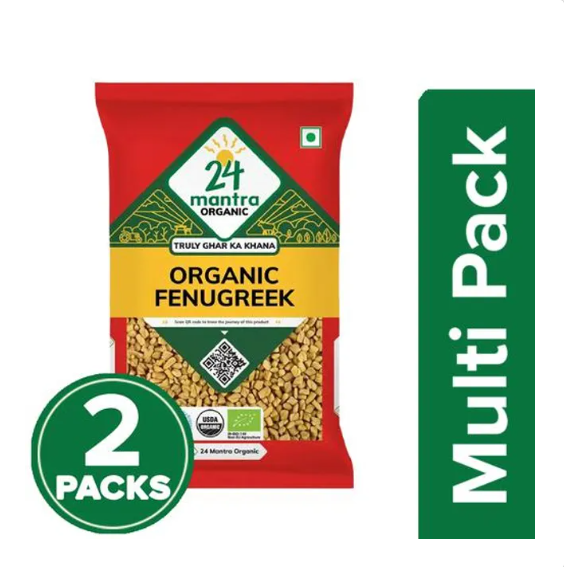 24 Mantra Organic Fenugreek Seeds, 2x100 g Multipack