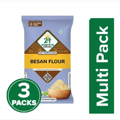 24 Mantra Organic Besan Flour, 3x500 g Multipack